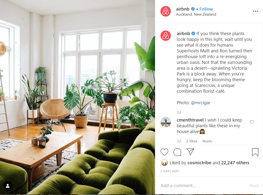 airbnb instagram ecommerce content marketing examples