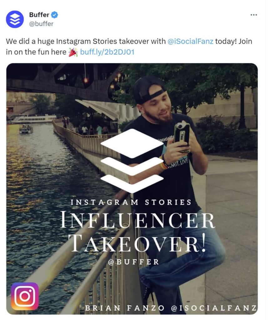 buffer promoted their ig takeover on x (formerly twitter)
