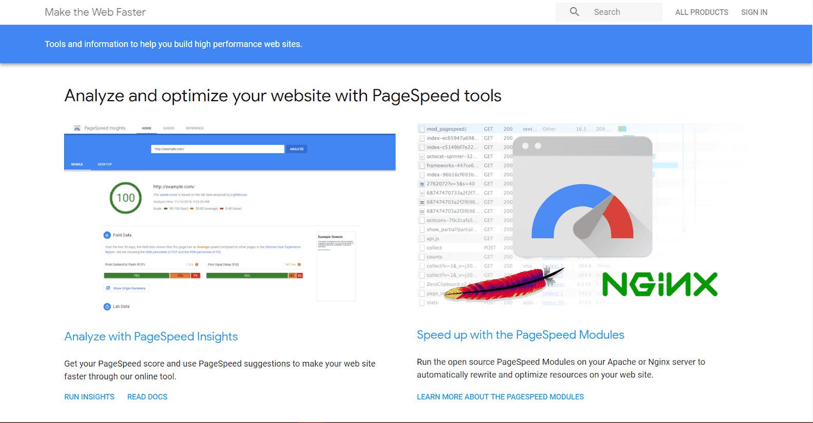google pagespeed tools