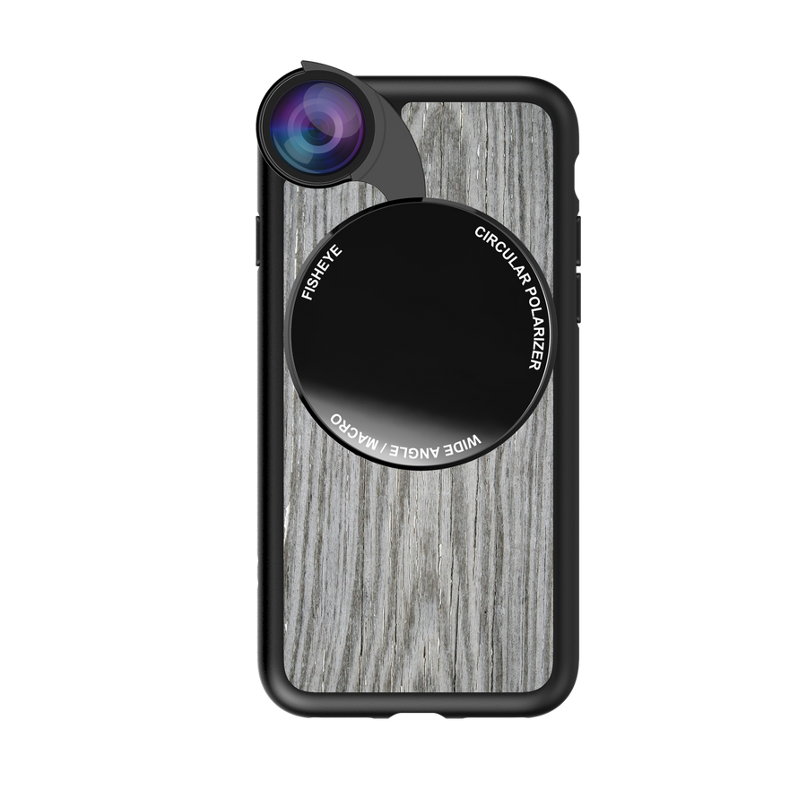 iPhone 7 / 8 / SE 2020 Revolver M Series Lens Kit - Grey Wood Pattern