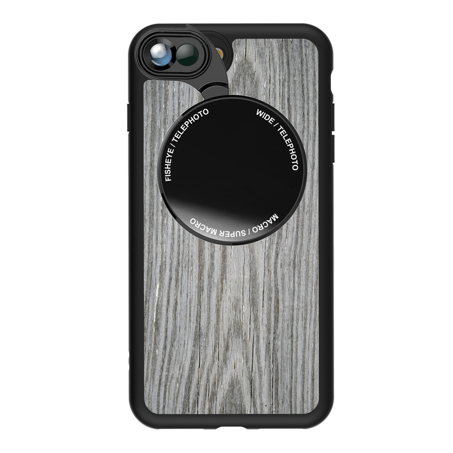 iPhone 7 Plus / 8 Plus Revolver M Series Lens Kit - Grey Wood Pattern