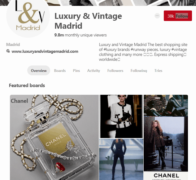 luxury and vintage madrid - b2c social media marketing