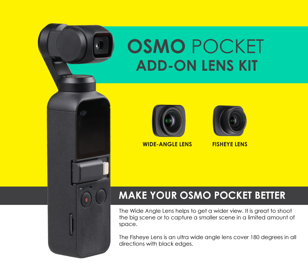 Ztylus Magnetic Add-On Lens Kit for DJI OSMO Pocket: 18mm Wide Angle Lens and Circular Fisheye Super Wide Angle Lens