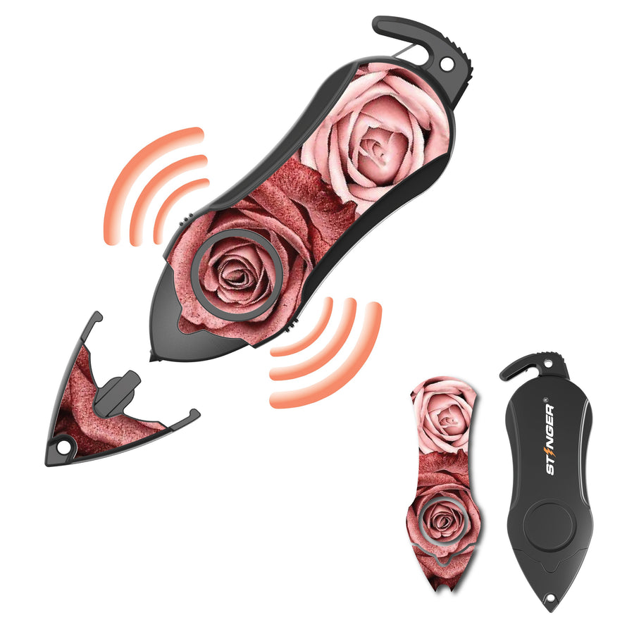 Stinger Personal Safety Alarm Emergency Tool: Siren Alarm, Seat Belt Cutter, Glass Breaker (Twin Rose)