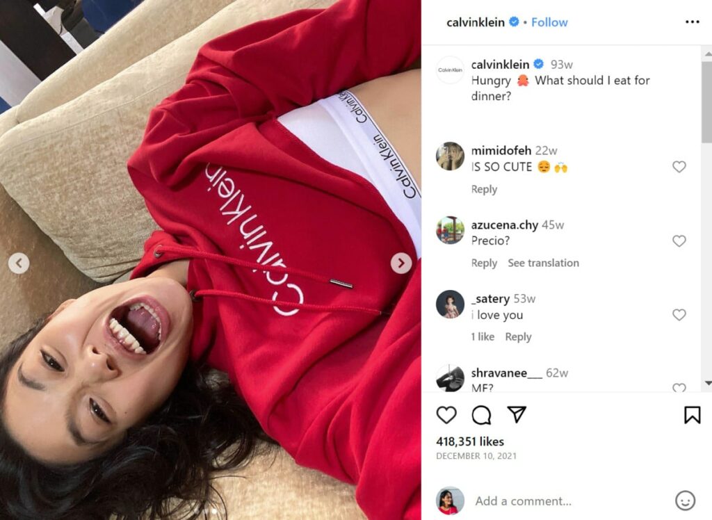 squid game star, hoyeon jung took over calvin klein's instagram account - ig takeover example